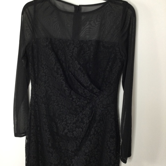 CHAPS Floral and Lace Long Sleeve Dress Black Size 6 - Picture 3 of 10